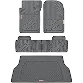Motor Trend FlexTough™ Heavy Duty Gray Rubber Car Floor Mats All Weather & Cargo Liner for SUV Full Set - Universal Trim to Fit Automotive Floor Mat & Trunk Mats for Cars Interior Accessories