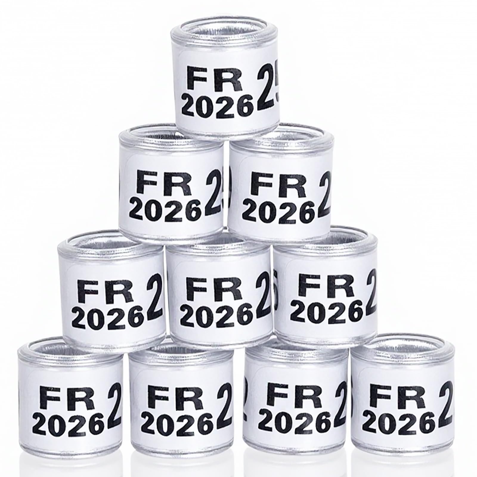 FULAIERGD Pack of 100 Multicoloured Aluminium Pigeon Leg Rings Pigeon Leg Rings Identifying Bands Plastic with 2026 FR Training Identify Birds Foot Ring
