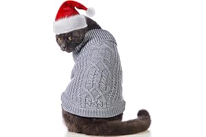 JNANCUN Stretchy Cat Sweater - 17 Colors & 6 Sizes | Snug Winter-Ready Knit for Boy/Girl Cats & Kittens(Grey, Medium)
