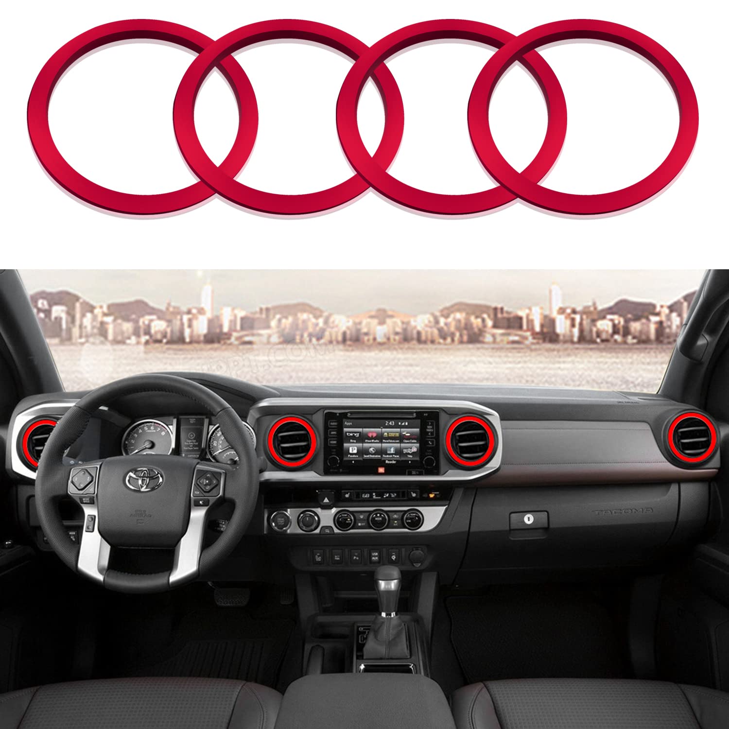 Photo 1 of Bentolin for 2016-2023 Tacoma A/C Vent Ring Inner Cover Air Conditioning Outlet Trim Decoration Toyota Tacoma Accessories 4 Piece Kit -Red