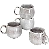 Large Coffee Mugs Set of 4-20 Oz Ceramic Jumbo Mugs with Handle for Latte, Cereal, Tea, Cocoa, Milk, Thanksgiving Christmas Cups Gift, Microwave, Dishwasher Safe, Grayish-White