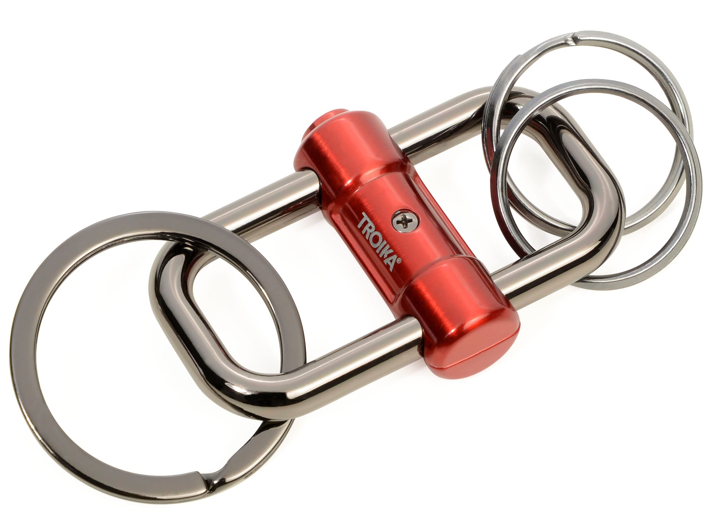 Troika KR22-09/RD 2-Way Key Chain with Three Key Rings Two Sizes Cast Metal Red, red, 3 Schlüsselringe, Keyring