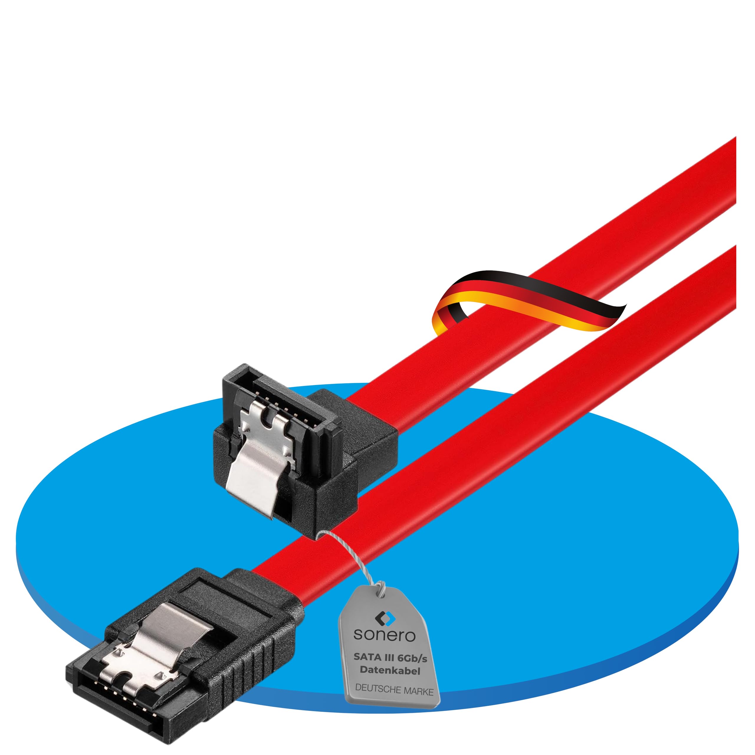 Sonero® SATA III 6Gb/s Data Cable 0.50 m Angled Red