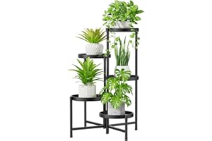 iDavosic.ly 5 Tier Large Plant Stand Indoor, 10 Inch Wide Tall Corner Metal Plant Stands Outdoor for Multiple Plants, Folding