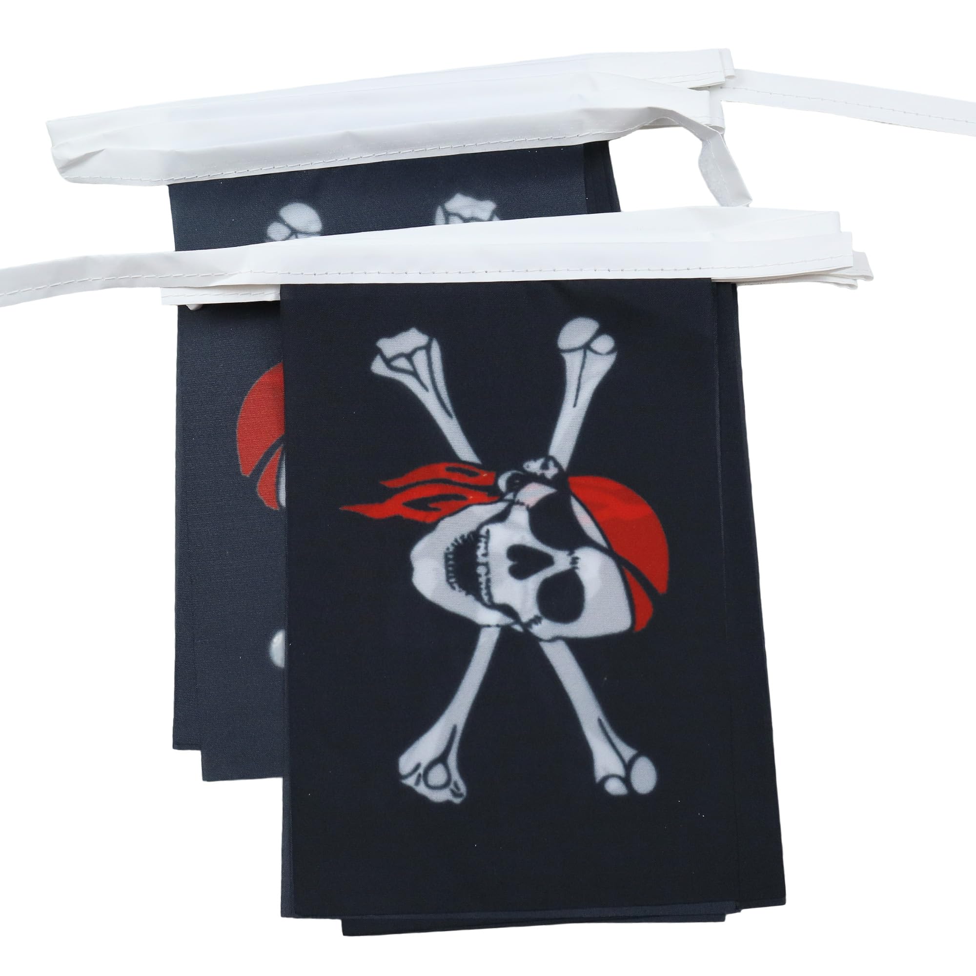 AZ FLAG Pirate Red Bandana Bunting Flag, 20 Ft Garland 20 Small Jolly Roger Flags 8'' x 6'', 100% Polyester String Pennant, 6 meters — image 1