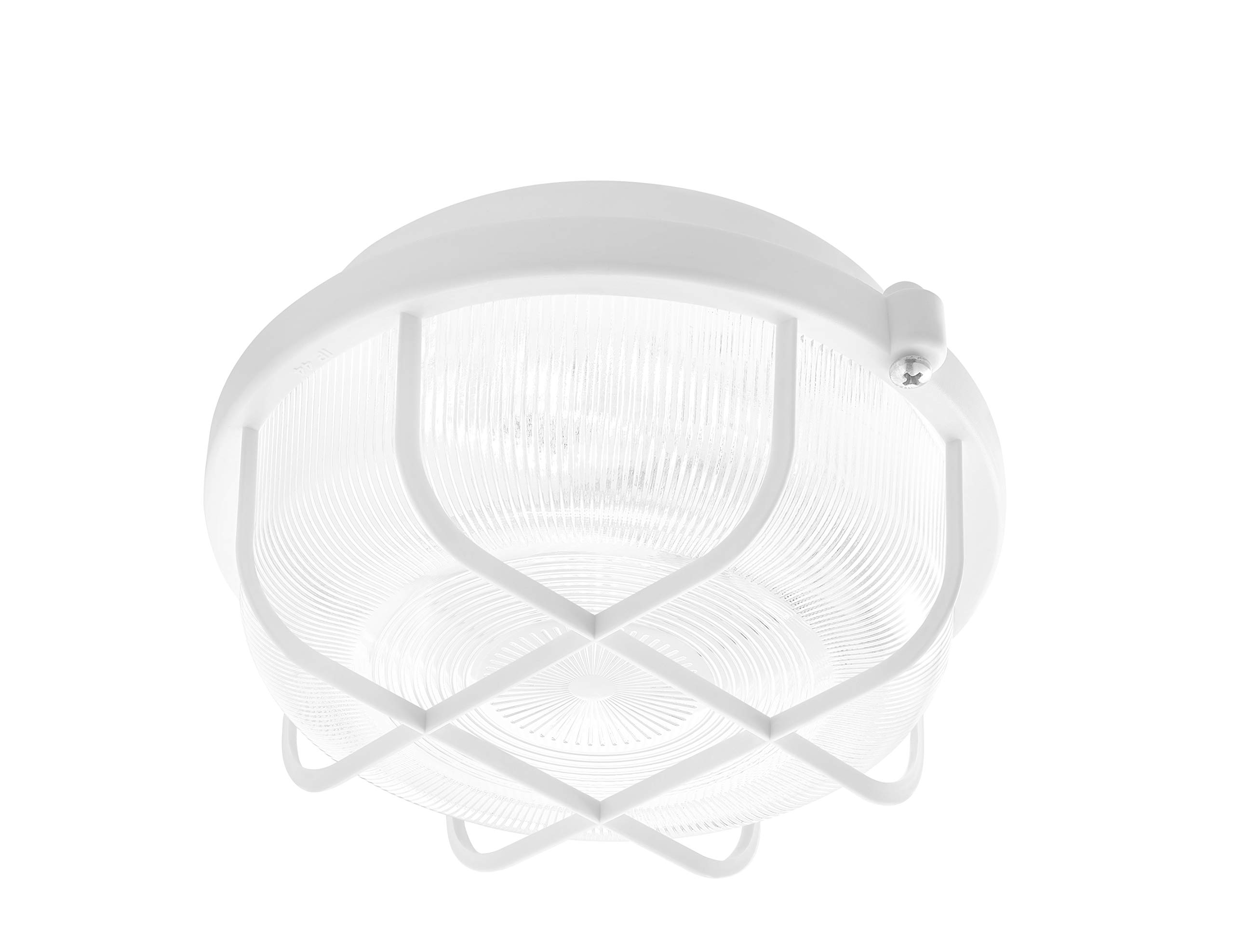 Lena Lighting Surface-Mounted Round LED Ceiling Light HV 5 W 210 mm 550 lm Ra > 80 3000 K IP44 IK06 White PC Cover with Grille Energy Class A+