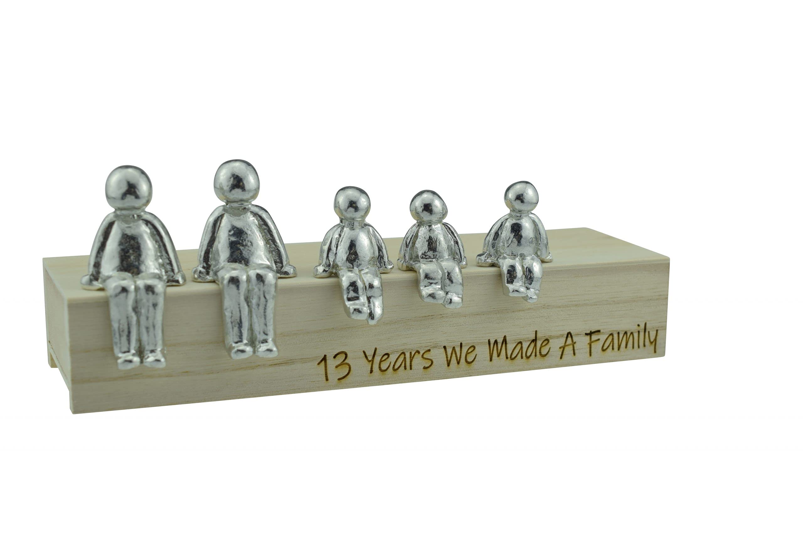 Pirantin 13th Anniversary Idea - 13 Years We Made A Family Metal Ornament - Choose Your Family Combination Box & Woodgrain May Vary(3 Children)