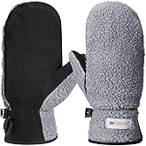 Harssidanzar Women's Sherpa Mitten Genuine Suede Outdoor Mitt Winter For Thermal Lined With Finger Liners SL020US
