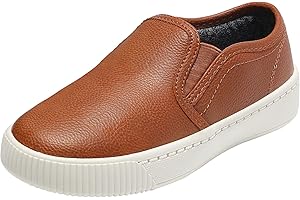 HOMEHOT Boys Slip on Sneakers Casual Dress Shoes Faux Leather Loafers (Toddler,Big Kids, Little Kids)