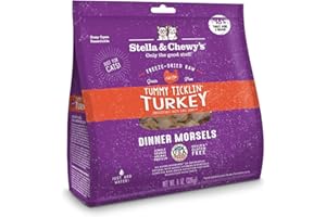 Stella & Chewy's Freeze-Dried Raw Cat Dinner Morsels – Grain Free, Protein Rich Cat & Kitten Food – Tummy Ticklin’ Turkey Recipe – 8 oz Bag