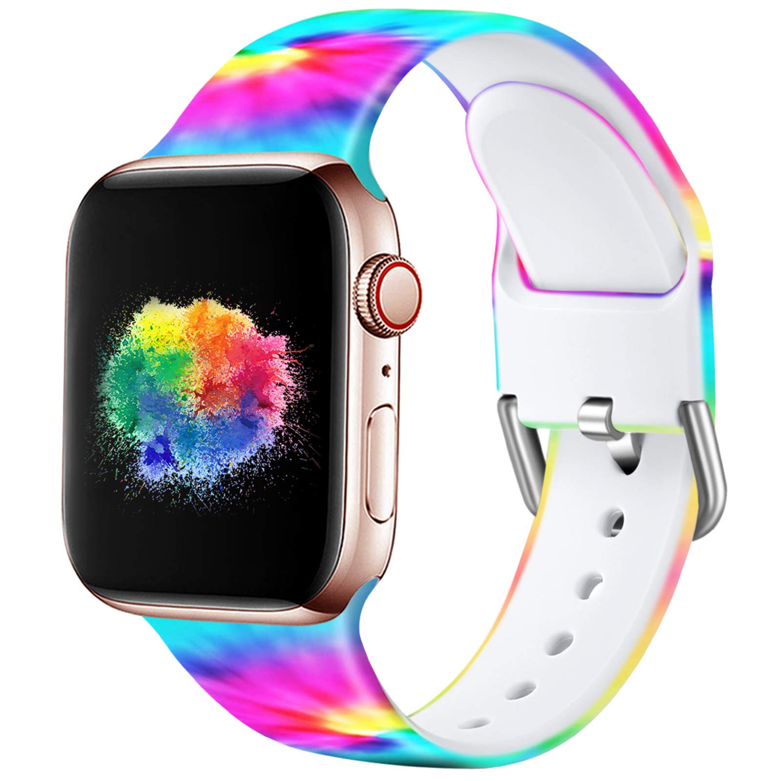 Wepro Replacement Strap Compatible with Apple Watch Strap 45mm 44mm 42mm 46mm 49mm, Pattern Printed Soft Silicone Wrist Bands for Apple Watch SE/Ultra/Ultra 2/iWatch Series 10/9/8/7/6/5/4/3, BlueRed