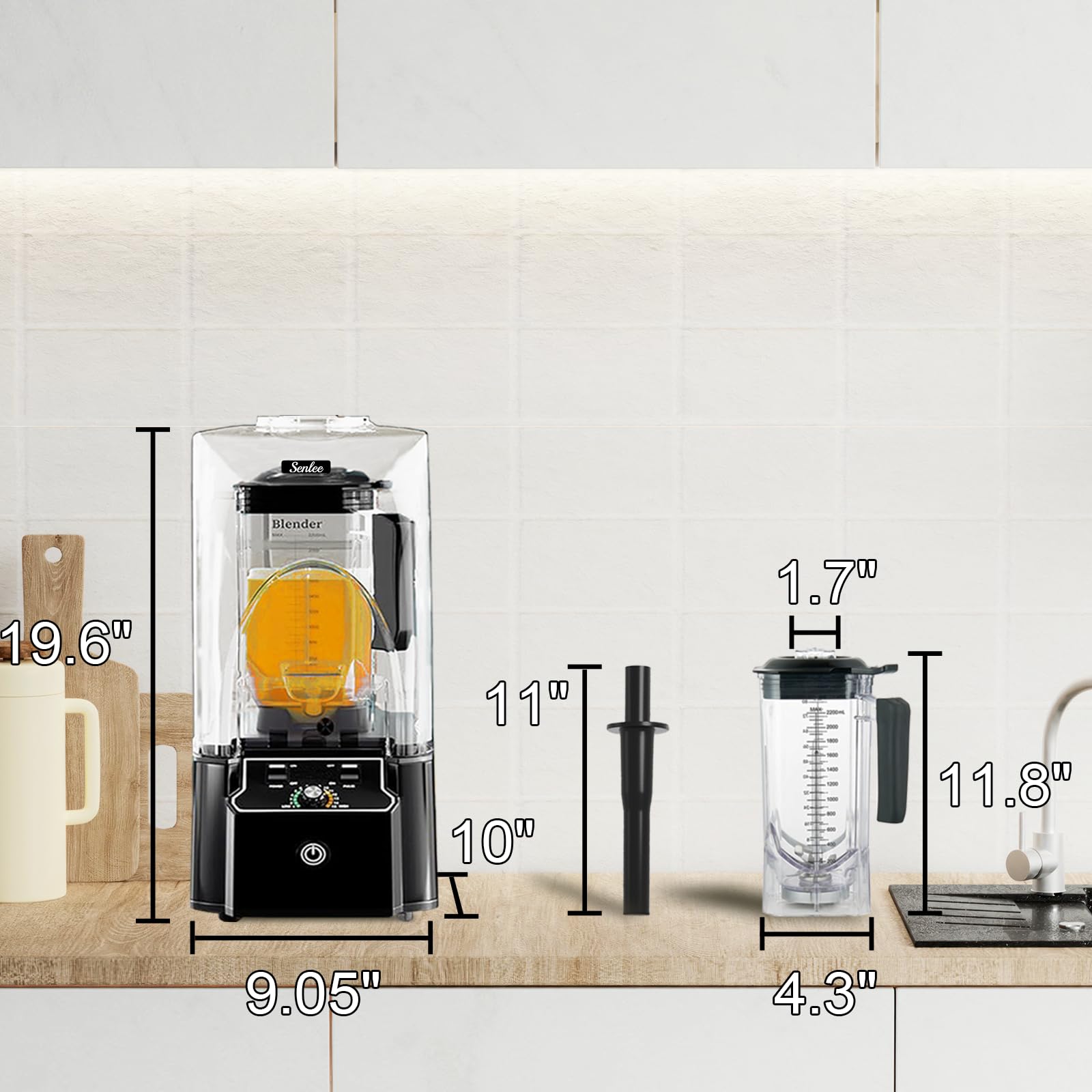 Licuadora comercial para batidos con escudo silencioso, motor de 2,5 HP, hoja de acero inoxidable, jarra de 80 oz para batidos, batidos, trituración de hielo, bebidas congeladas, 15 velocidades, autolimpieza, negra