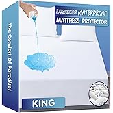 Lunsing Waterproof King Mattress Protector, Noiseless, Breathable, and Soft King Size Mattress Pad Cover with 6-18 inches Dee
