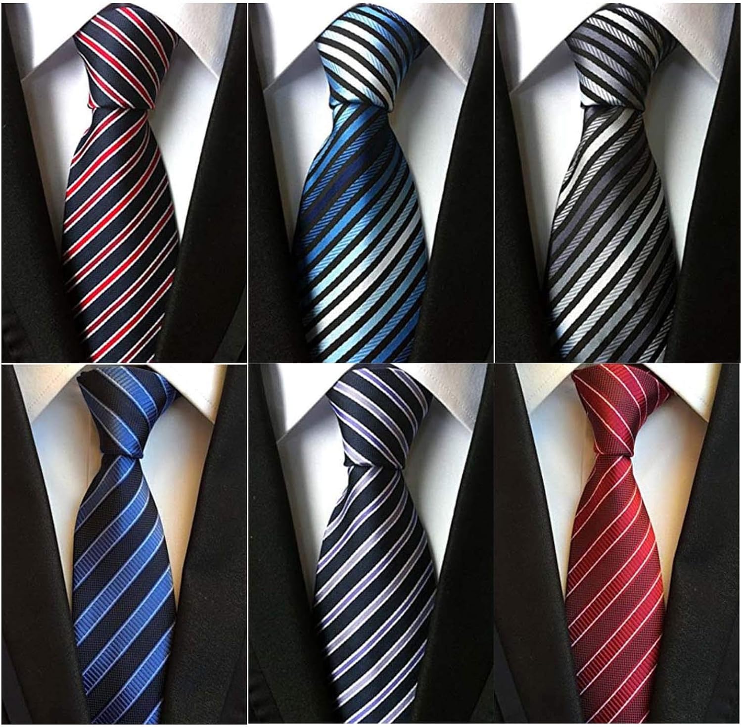 WeiShang Lot 6 PCS Classic Men's Tie Silk Necktie Woven JACQUARD Neck
