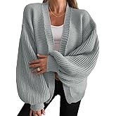 Cicy Bell Womens Oversized Cardigan Sweaters Trendy Open Front Long Lantern Sleeve Chunky Knit Sweater