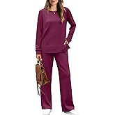 WIHOLL Women's 2 Piece Lounge Sets Sweatshirt Casual Travel Outfits Fashion Wide Leg Tracksuit Cozy Sweatsuits