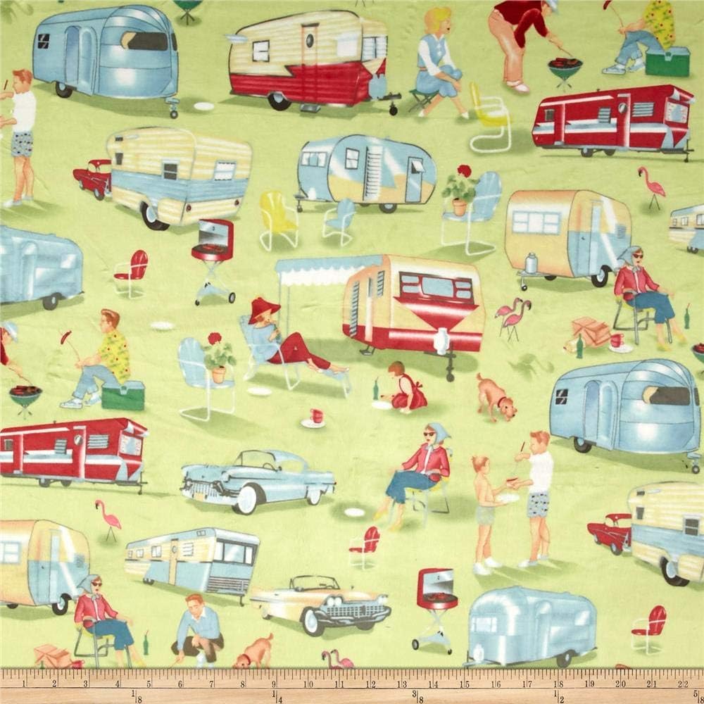 Michael Miller Minky Trailer Travel, Yard, Multi