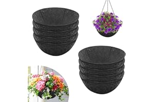 Riare 8 Pack 12 Inch Round Fabric Planter Basket Liner- Hanging Basket Liners Replacement Coco Fiber Liner Alternative for Hanging Basket Flowers (Prevent Birds from Nesting)