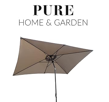 Pure Home & Garden Kurbelschirm 300x200 Taupe, mit UV-Schutz 40 Plus, Knicker und abnehmbarem Bezug