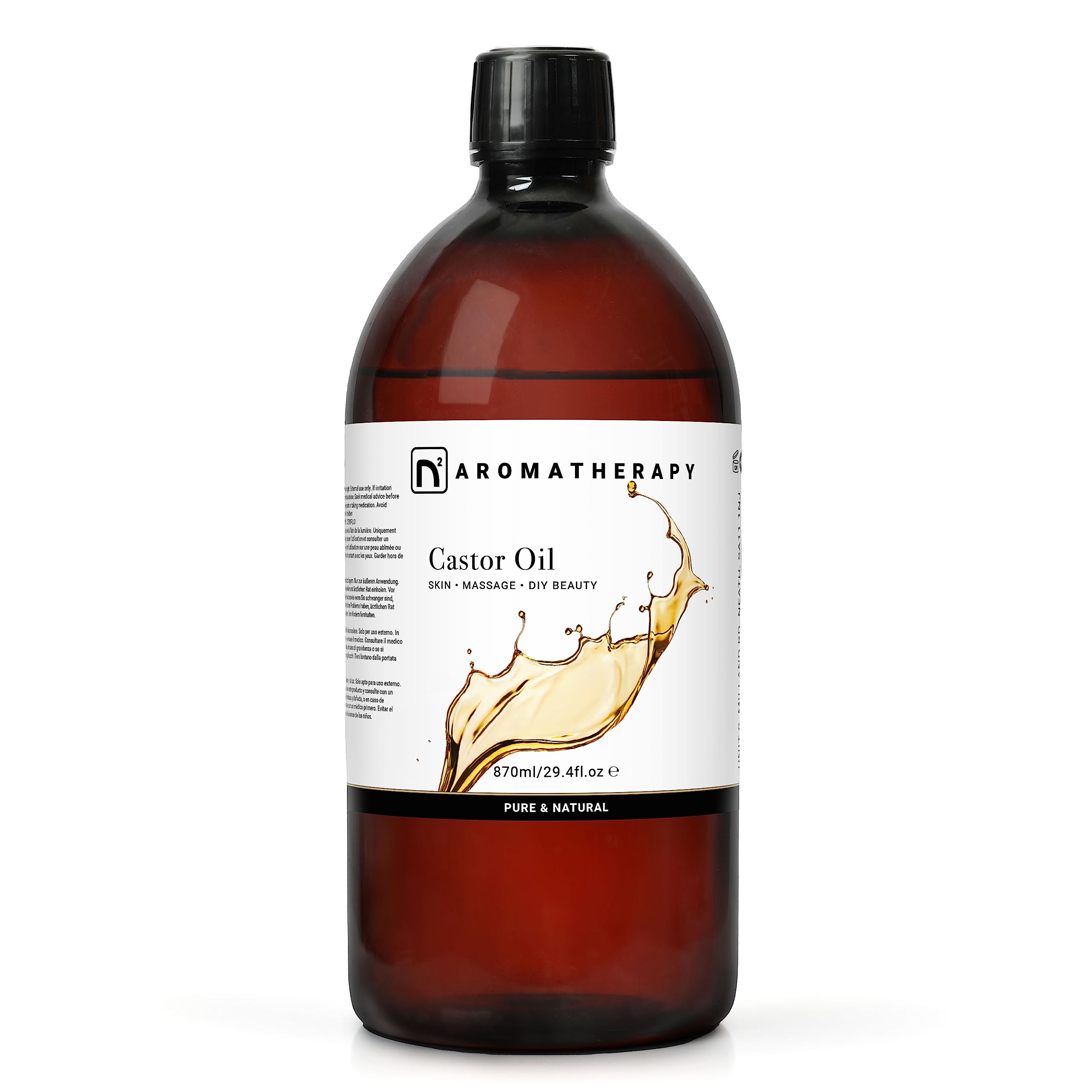 n2 Aromatherapy Castor Oil - 870ml - for Hair Growth, Eyelashes, Eyebrows, Beard, Skin, Nails, Massage
