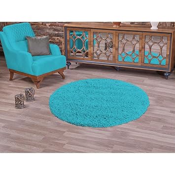 Amazon De Pannobello Shaggy Hochflor Teppich Turkis 150 X 150 Cm