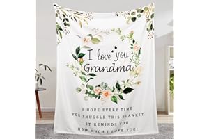 BESTSWEETIE Mother's Day Blanket Gifts for Grandma, Grandma Birthday Gifts, Grandma Gifts from Grandkids, Great Grandma Gifts, I Love You Grandma, Soft Throw 60" x 50", White