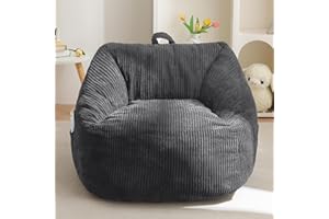 MAXYOYO Kids Bean Bag Chair, Bean Bag Couch with Handle, Comfy Toddler Chair for Boys and Girls, Accent Sofa Chair with Pocket for Gaming Reading Relaxing, Dark Grey