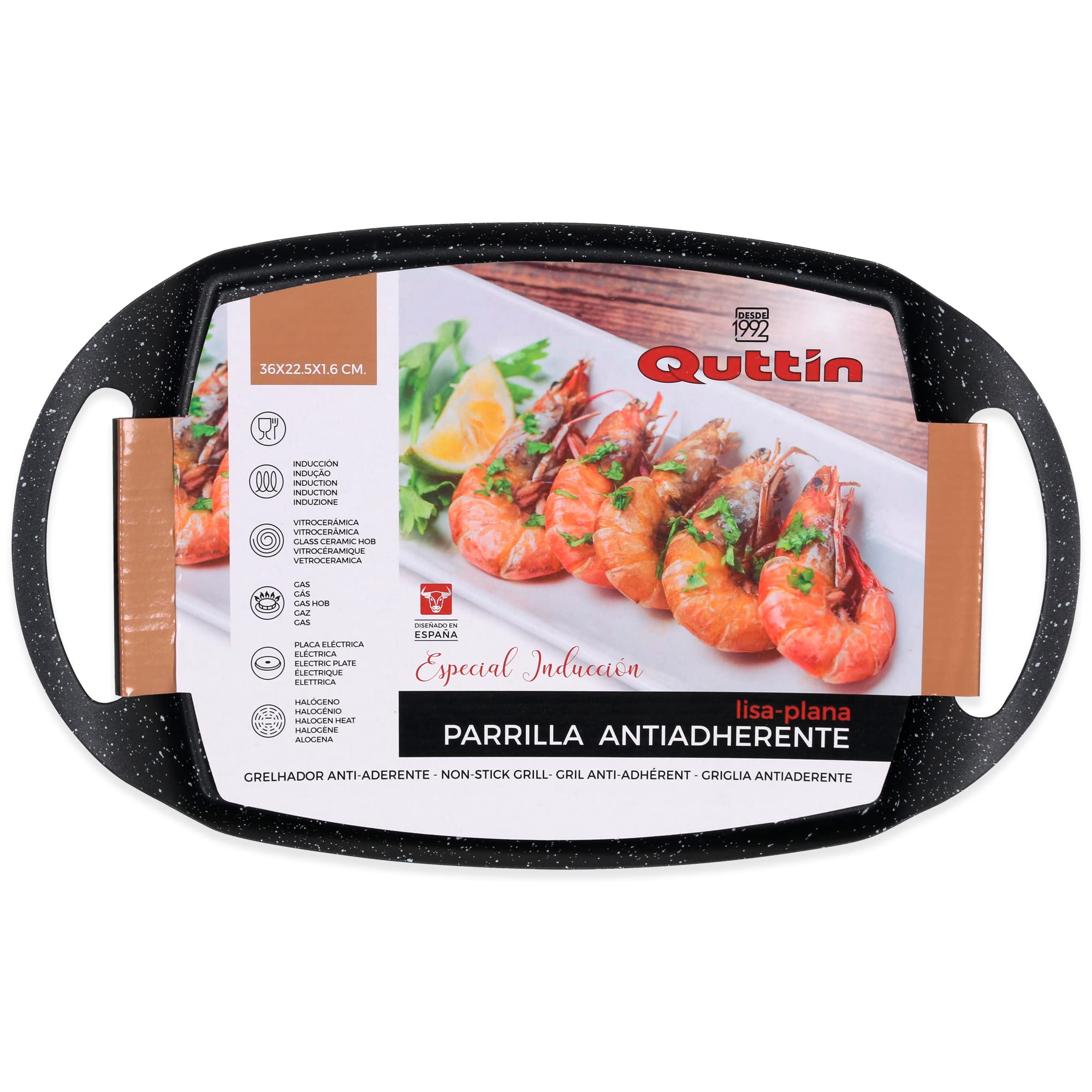 Non-stick Aluminium Grill Pan, Grill Grill with Smooth Griddle for All Types of Cooking. Folding Handle. Durable and Durable Coating, No Scratch. Measure 36x23 cm