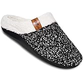 ERGOfoot Orthopedic Slippers with Arch Support, Slip-On Knit Soft Sherpa Lining House Slipper, Plantar Fasciitis Relief, Orthotic House Shoes with Indoor Outdoor Anti-Skid Rubber Sole