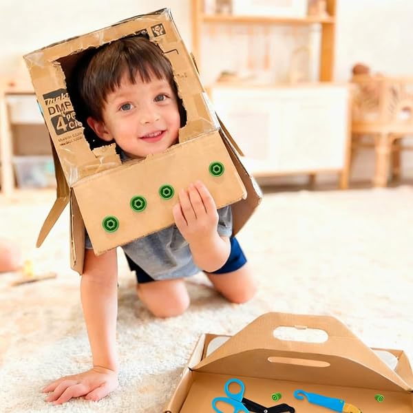 HIKISS 168 PIECE CARDBOARD TOOLS FOR KIDS WITH CUTTER, CARDBOARD CONSTRUCTION KIT FOR FAMILY & TEAM ACTIVITIES, CREATIVE STEM EDUCATIONAL TOYS GIFT FOR BOYS AND GIRLS AGED 5+
