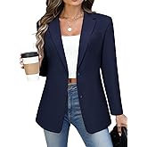 Kelyaa Women's Casual Business Blazer Notched Lapel One Button Open Front Long Sleeve Blazers Office Work Suit Jackets