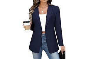 Kelyaa Women's Casual Business Blazer Notched Lapel One Button Open Front Long Sleeve Blazers Office Work Suit Jackets