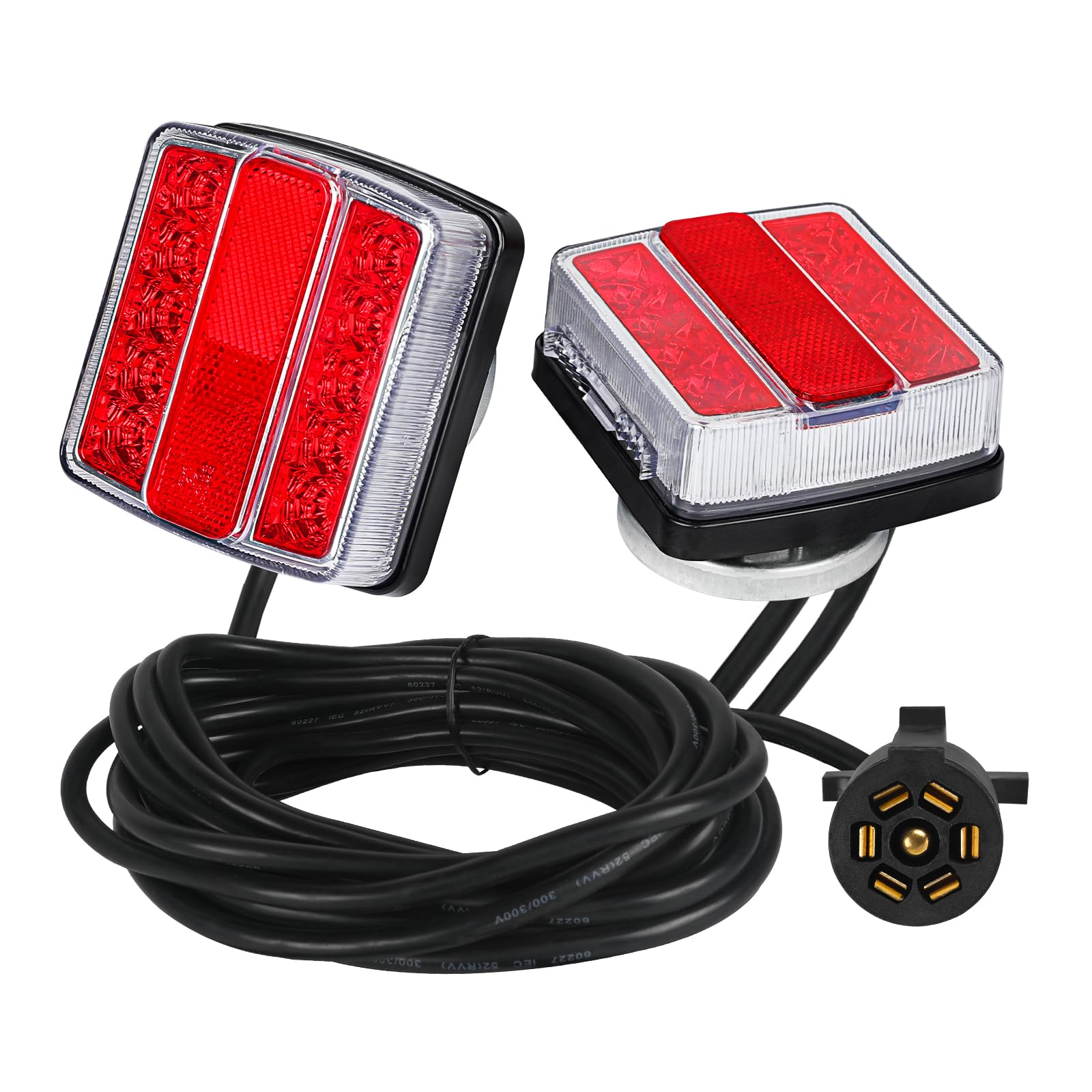 Photo 1 of Yinaolan 2 Pcs LED Magnetic Trailer Towing Light Kit, 24ft Cable with 7 Pin Plug, IP68 Waterproof 12V Turn Signal License Plate Lights for Boat Trailer RV Truck Caravan Camper,DOT Approved
