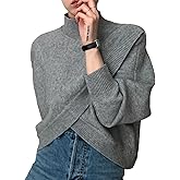 xxxiticat Women's Turtleneck Cropped Sweater Batwing Sleeve High Neck Asymmetric Arm Warmer Shrug Pullover Sweater