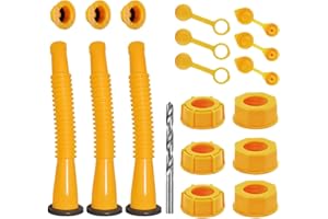 YAMATAKA Gas Can Spout Replacement Kit, Gas Can Nozzle Replacement (3 Kit), For most 1/2/5/10 Gallon Gas Cans.The seal is fully installed you can use it directly. Replacement gas can spout (Yellow)