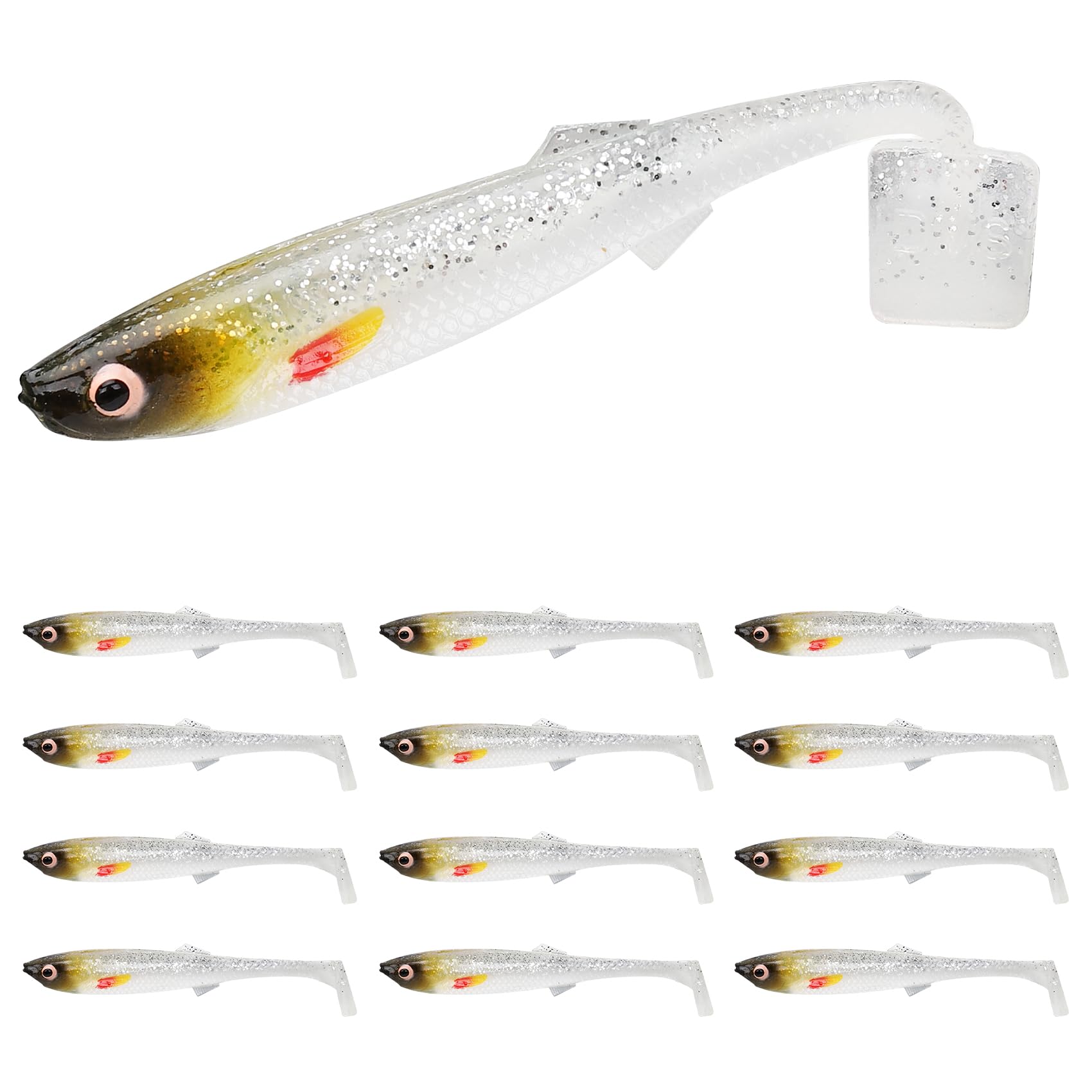 TRUSCEND Easy Catch Pre-Rigged Squid Lures, Unique Vibrating Swim Action and Trembly Sinking Move for More Bites, Amazing Swimbait for Family Fishing, Fishing Lures for Bass Trout Crappie Walleye — image 1