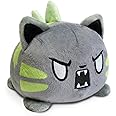 TeeTurtle - The Original Reversible Cat Plushie - Gray Catzilla - Cute Sensory Fidget Stuffed Animals That Show Your Mood - Perfect for Halloween!