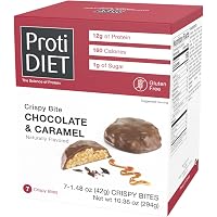 ProtiDIET Peanut Butter Caramel Protein Bars - 15g Protein, 3g Sugar, Gluten Free Snacks (7 Bars Per Box)