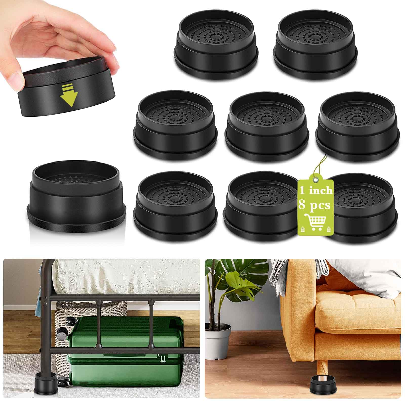Yookwutar 8 Pack Furniture Risers 1 Inch, Adjustable Bed Risers Heavy ...