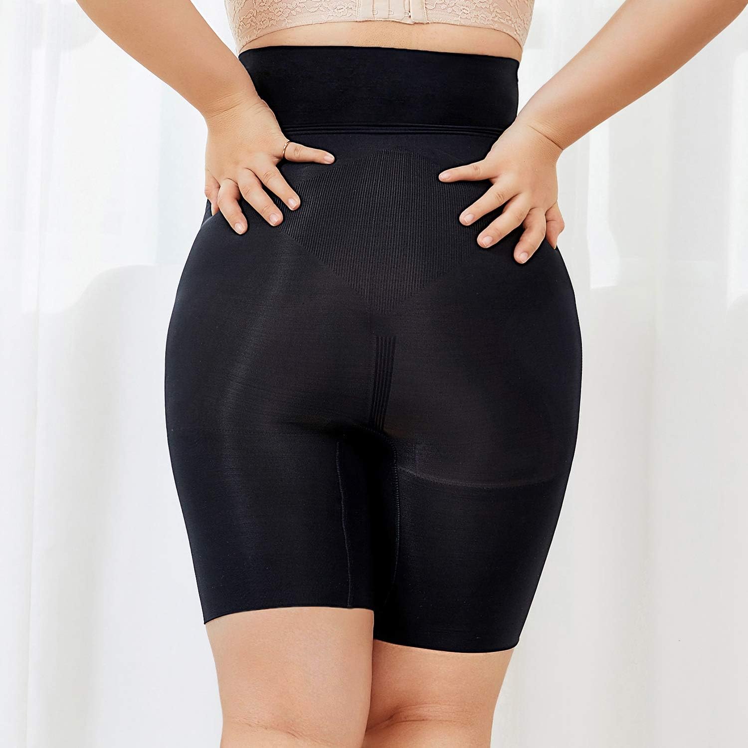 DELIMIRA Women's Plus Size High Waist Control Panties Shapewear Thigh Slimmer at  Women’s Clothing store