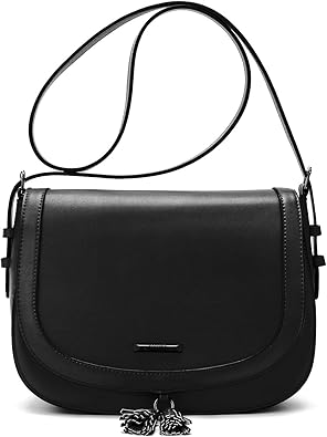 black leather crossbody saddle bag