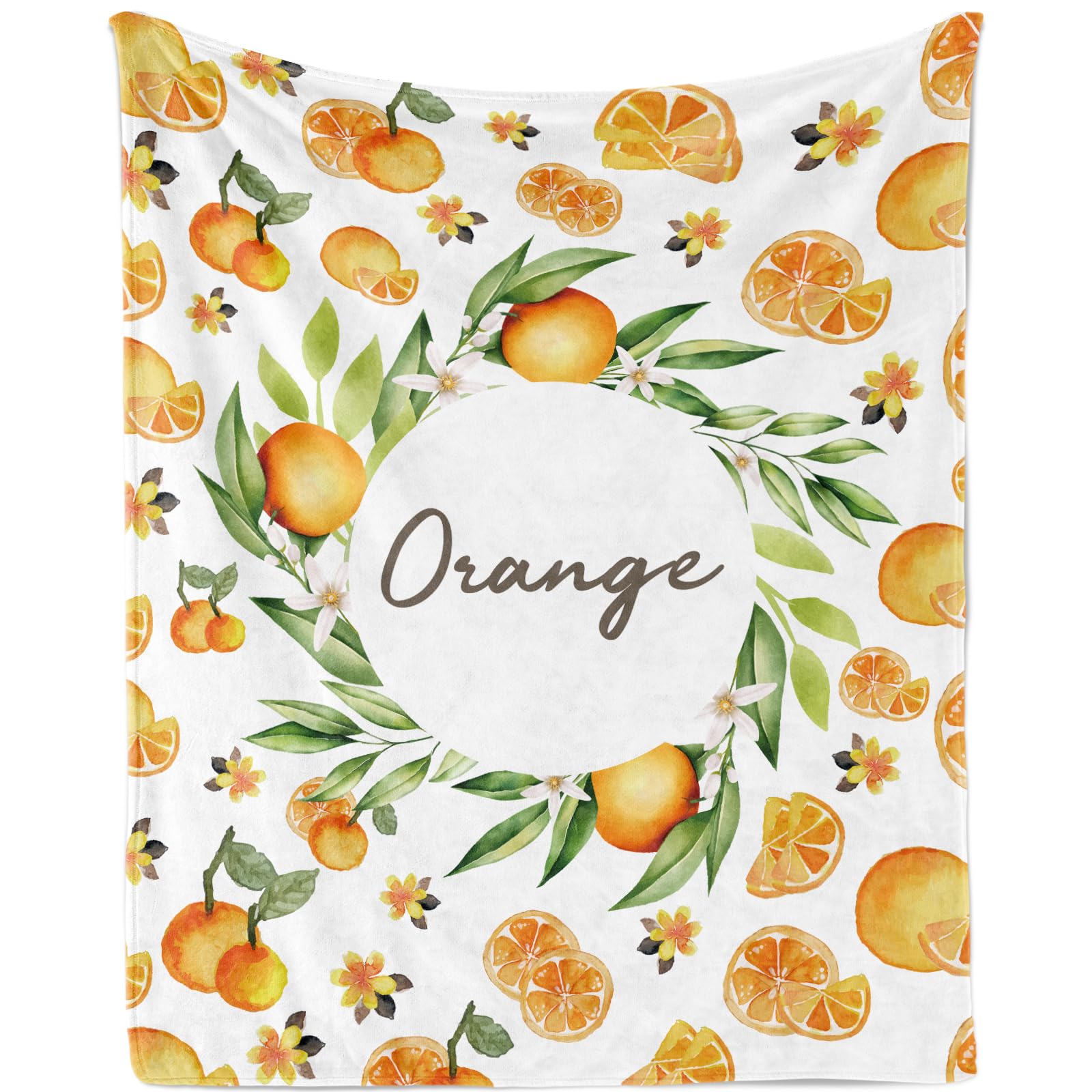 TUTUXMA Orange Fruit Throw Blanket, Soft Cozy Floral Orange Blanket for Girls, 130x150cm