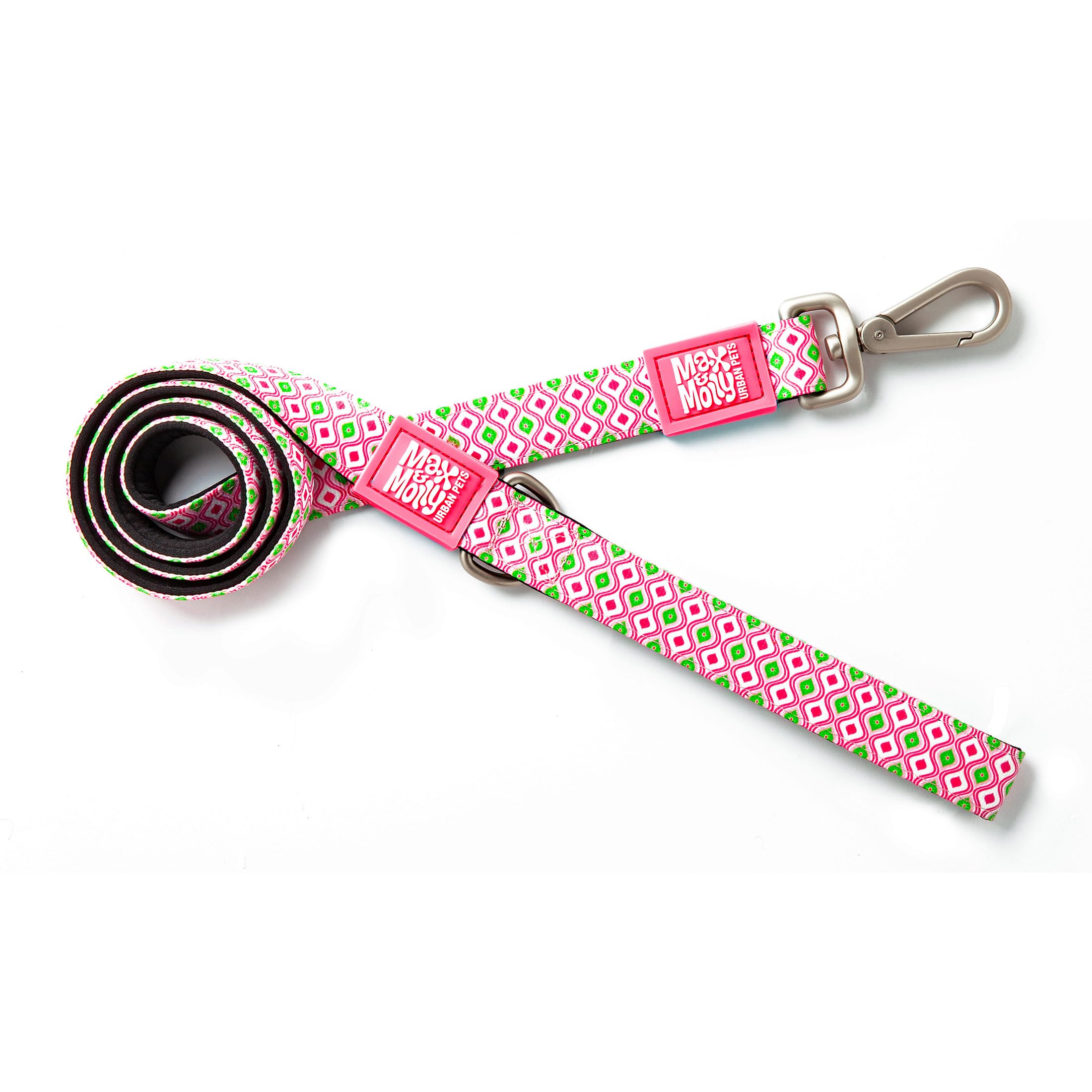 Max & Molly Classic Dog Leash, Comfort Grip Handle, Durable & Strong Neoprene Fabric, Brushed Silver Hardware, Secure Easy Attach Snap Hook, Upper D-Ring for Accessories, Machine Washable