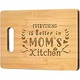 Pandasch Christmas Gifts for Mom, Best Mom Birthday Gifts, Unique Mother Gift from Daughter Son- Personalized Engraved Bamboo Cutting Board - Everything Is Better in Mom's Kitchen, Mothers Day Gift