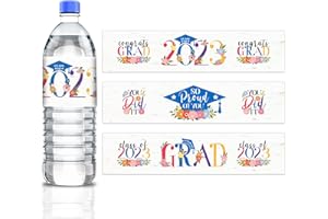FLYAB 24PCS Graduation Party Water Bottle Labels 2023 Class of 2023 Graduation Water Bottle Labels Stickers Graduation Waterproof Stickers for High School College Graduation Party Favors Supplies