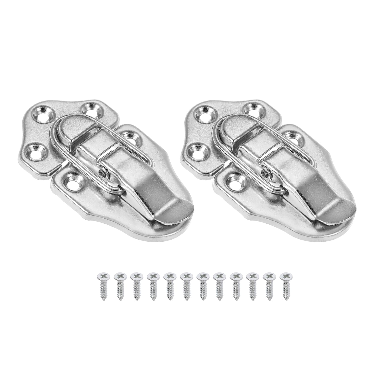 PATIKIL Retro Style Duckbilled Toggle Hasp Latch, 2 Pack Small Metal Vintage Box Toggle with Mounting Screw for Jewelry Cabinet Wooden Ordinary Box Crafts, Silver