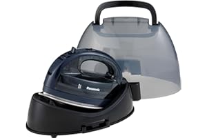 Panasonic NI-WL700A Cordless Steam/Dry Iron, 1500W Wide Stainless Steel Plate, Black/Dark Blue