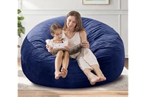 EDUJIN [Removable Outer Cover] Large Bean Bag Chair, 3 ft Bean Bag Chairs for Adults/Kids with Filling,Soft Memory Foam Bean Bag with Filler Included,Machine Washable - 3 Foot,Dark Blue