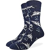 Good Luck Sock Men's Shark Attack Socks, Big & Tall, Shoe Size 13-17