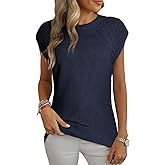 Dokotoo Womens Sweaters Crewneck Cable Knit Vest Tops for Women 2025 Fall Fashion Clothing Cap Sleeve Sweater Vest